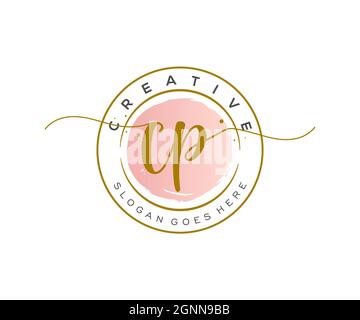 CP Feminine logo beauty monogram and elegant logo design, handwriting logo of initial signature, wedding, fashion, floral and botanical with creative Stock Vector