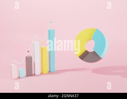 Donut chart graph growth diagram Infographics elements analysis on pink ...