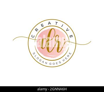 DR Feminine logo beauty monogram and elegant logo design, handwriting logo of initial signature, wedding, fashion, floral and botanical with creative Stock Vector