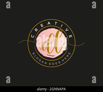 DL Feminine logo beauty monogram and elegant logo design, handwriting logo of initial signature, wedding, fashion, floral and botanical with creative Stock Vector