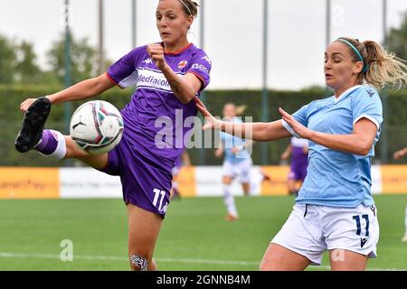 Formello, Italy. 26th Sep, 2021. Heroum Nora and Valery Vigilucci during the Serie A match between SS Lazio and ACF Fiorentina Femminile at the stadio Mirko Fersini on September 26, 2021 in Formello, Rome, Italy. (Photo by Domenico Cippitelli/Pacific Press) Credit: Pacific Press Media Production Corp./Alamy Live News Stock Photo