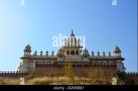 Architecture of an ancient temple in Jodhpur, India. Jodhpur is a city in the Thar Desert of the northwest state of Rajasthan. Stock Photo