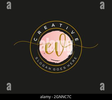 EV Feminine logo beauty monogram and elegant logo design, handwriting logo of initial signature, wedding, fashion, floral and botanical with creative Stock Vector