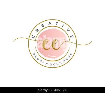 EE Feminine logo beauty monogram and elegant logo design, handwriting logo of initial signature, wedding, fashion, floral and botanical with creative Stock Vector