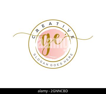 GE Feminine logo beauty monogram and elegant logo design, handwriting logo of initial signature, wedding, fashion, floral and botanical with creative Stock Vector