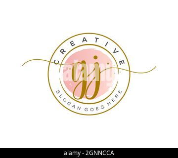 GJ Feminine logo beauty monogram and elegant logo design, handwriting logo of initial signature, wedding, fashion, floral and botanical with creative Stock Vector