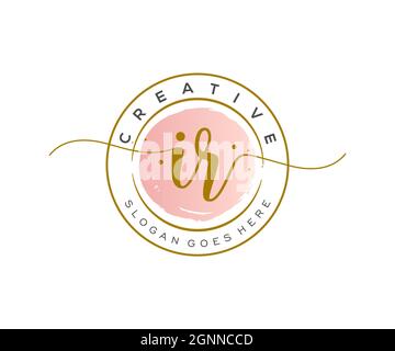 IR Feminine logo beauty monogram and elegant logo design, handwriting logo of initial signature, wedding, fashion, floral and botanical with creative Stock Vector