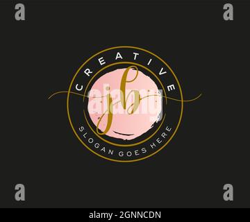 JB Feminine logo beauty monogram and elegant logo design, handwriting logo of initial signature, wedding, fashion, floral and botanical with creative Stock Vector
