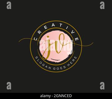 JV Feminine logo beauty monogram and elegant logo design, handwriting logo of initial signature, wedding, fashion, floral and botanical with creative Stock Vector
