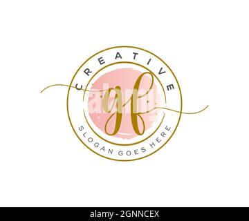 GF Feminine logo beauty monogram and elegant logo design, handwriting logo of initial signature, wedding, fashion, floral and botanical with creative Stock Vector