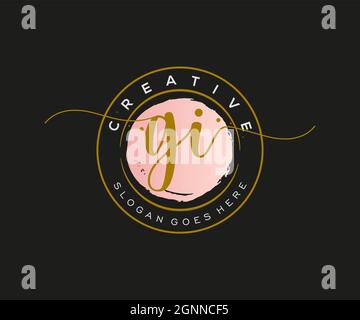 GI Feminine logo beauty monogram and elegant logo design, handwriting logo of initial signature, wedding, fashion, floral and botanical with creative Stock Vector