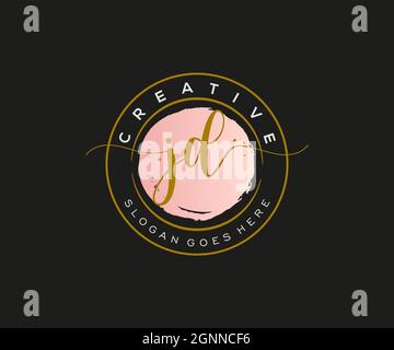 JD Feminine logo beauty monogram and elegant logo design, handwriting logo of initial signature, wedding, fashion, floral and botanical with creative Stock Vector