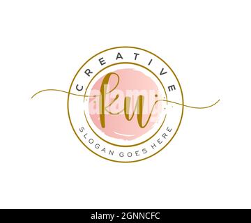 KU Feminine logo beauty monogram and elegant logo design, handwriting logo of initial signature, wedding, fashion, floral and botanical with creative Stock Vector