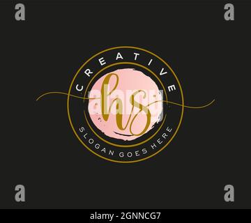 HS Feminine logo beauty monogram and elegant logo design, handwriting logo of initial signature, wedding, fashion, floral and botanical with creative Stock Vector