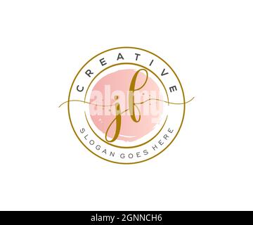JF Feminine logo beauty monogram and elegant logo design, handwriting logo of initial signature, wedding, fashion, floral and botanical with creative Stock Vector