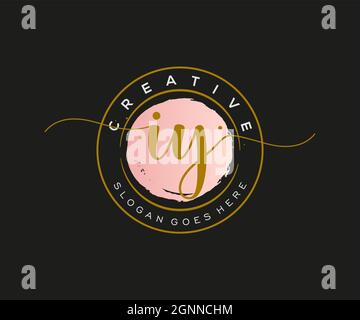 IY Feminine logo beauty monogram and elegant logo design, handwriting logo of initial signature, wedding, fashion, floral and botanical with creative Stock Vector