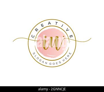 IU Feminine logo beauty monogram and elegant logo design, handwriting logo of initial signature, wedding, fashion, floral and botanical with creative Stock Vector