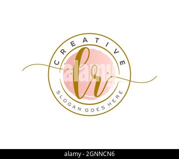 LR Feminine logo beauty monogram and elegant logo design, handwriting logo of initial signature, wedding, fashion, floral and botanical with creative Stock Vector
