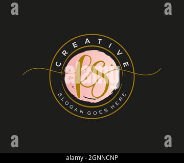 KS Feminine logo beauty monogram and elegant logo design, handwriting logo of initial signature, wedding, fashion, floral and botanical with creative Stock Vector