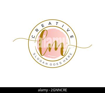 LM Feminine logo beauty monogram and elegant logo design, handwriting logo of initial signature, wedding, fashion, floral and botanical with creative Stock Vector