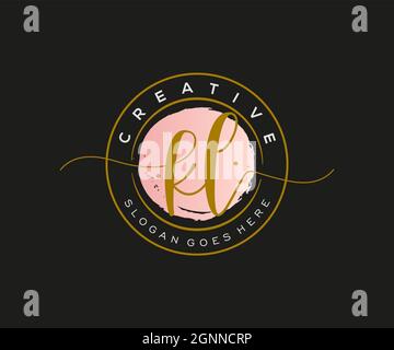 KL Feminine logo beauty monogram and elegant logo design, handwriting logo of initial signature, wedding, fashion, floral and botanical with creative Stock Vector