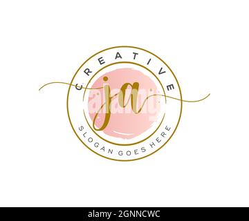 JA Feminine logo beauty monogram and elegant logo design, handwriting logo of initial signature, wedding, fashion, floral and botanical with creative Stock Vector