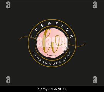 LV Feminine logo beauty monogram and elegant logo design, handwriting logo of initial signature, wedding, fashion, floral and botanical with creative Stock Vector