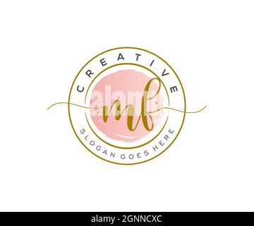 MF Feminine logo beauty monogram and elegant logo design, handwriting logo of initial signature, wedding, fashion, floral and botanical with creative Stock Vector