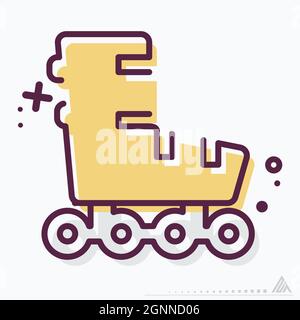 Icon Roller Skates - MBE Syle - Simple illustration, Editable stroke, Design template vector, Good for prints, posters, advertisements, announcements, Stock Vector