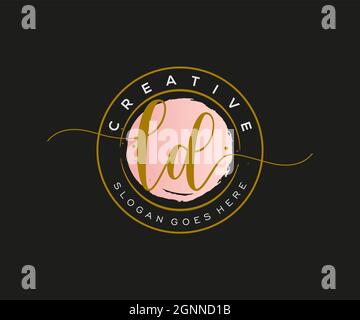 LD Feminine logo beauty monogram and elegant logo design, handwriting logo of initial signature, wedding, fashion, floral and botanical with creative Stock Vector