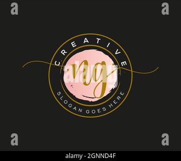 NG Feminine logo beauty monogram and elegant logo design, handwriting logo of initial signature, wedding, fashion, floral and botanical with creative Stock Vector