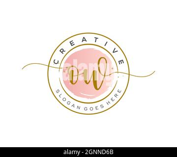 OW Feminine logo beauty monogram and elegant logo design, handwriting logo of initial signature, wedding, fashion, floral and botanical with creative Stock Vector