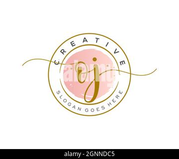 OJ Feminine logo beauty monogram and elegant logo design, handwriting logo of initial signature, wedding, fashion, floral and botanical with creative Stock Vector