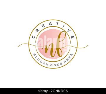 NF Feminine logo beauty monogram and elegant logo design, handwriting logo of initial signature, wedding, fashion, floral and botanical with creative Stock Vector