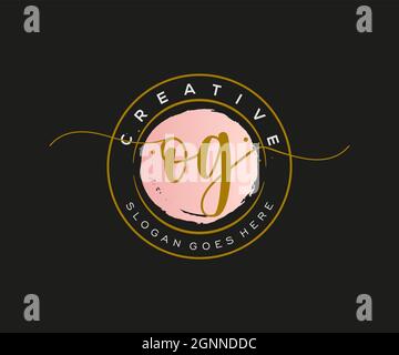 OG Feminine logo beauty monogram and elegant logo design, handwriting logo of initial signature, wedding, fashion, floral and botanical with creative Stock Vector
