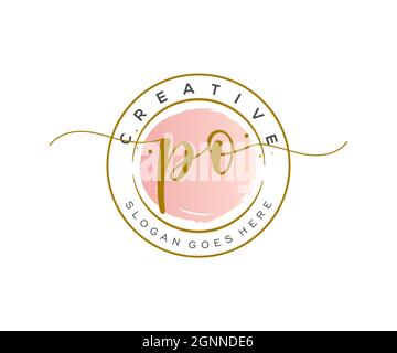 PO Feminine logo beauty monogram and elegant logo design, handwriting logo of initial signature, wedding, fashion, floral and botanical with creative Stock Vector