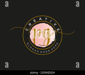 PG Feminine logo beauty monogram and elegant logo design, handwriting logo of initial signature, wedding, fashion, floral and botanical with creative Stock Vector