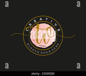 TV Feminine logo beauty monogram and elegant logo design, handwriting logo of initial signature, wedding, fashion, floral and botanical with creative Stock Vector