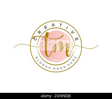 TM logo beauty monogram and elegant logo design, handwriting logo of initial signature, wedding, fashion, floral and botanical with creative template. Stock Vector