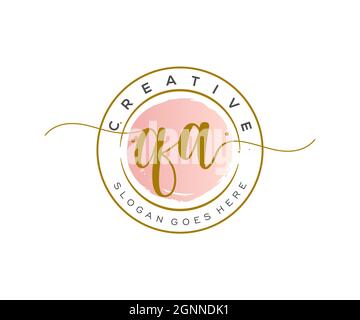 QA Feminine logo beauty monogram and elegant logo design, handwriting logo of initial signature, wedding, fashion, floral and botanical with creative Stock Vector