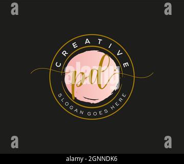 PD Feminine logo beauty monogram and elegant logo design, handwriting logo of initial signature, wedding, fashion, floral and botanical with creative Stock Vector