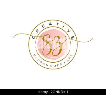 SZ Feminine logo beauty monogram and elegant logo design, handwriting logo of initial signature, wedding, fashion, floral and botanical with creative Stock Vector