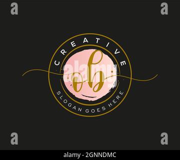 OB Feminine logo beauty monogram and elegant logo design, handwriting logo of initial signature, wedding, fashion, floral and botanical with creative Stock Vector