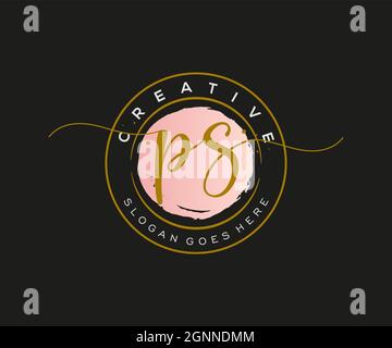 PS Feminine logo beauty monogram and elegant logo design, handwriting logo of initial signature, wedding, fashion, floral and botanical with creative Stock Vector