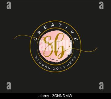 SB Feminine logo beauty monogram and elegant logo design, handwriting logo of initial signature, wedding, fashion, floral and botanical with creative Stock Vector
