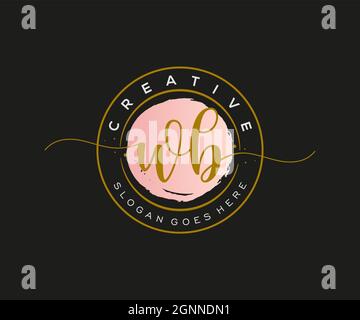 WB Feminine logo beauty monogram and elegant logo design, handwriting logo of initial signature, wedding, fashion, floral and botanical with creative Stock Vector
