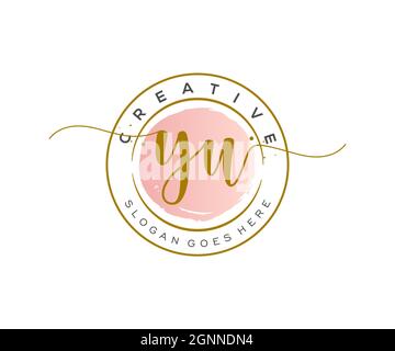 YU Feminine logo beauty monogram and elegant logo design, handwriting logo of initial signature, wedding, fashion, floral and botanical with creative Stock Vector