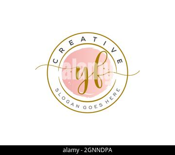 YF Feminine logo beauty monogram and elegant logo design, handwriting logo of initial signature, wedding, fashion, floral and botanical with creative Stock Vector