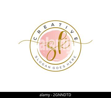 SK Feminine logo beauty monogram and elegant logo design, handwriting logo of initial signature, wedding, fashion, floral and botanical with creative Stock Vector