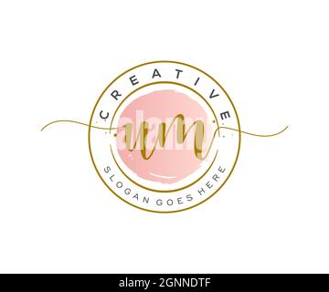 UM Feminine logo beauty monogram and elegant logo design, handwriting logo of initial signature, wedding, fashion, floral and botanical with creative Stock Vector
